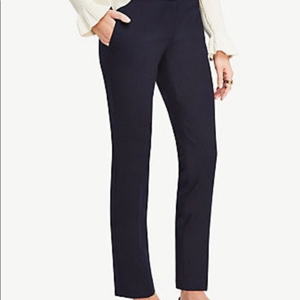 ann taylor navy blue devin fit trousers pants